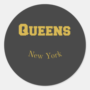 Pegatina Redonda Queens New York Gold