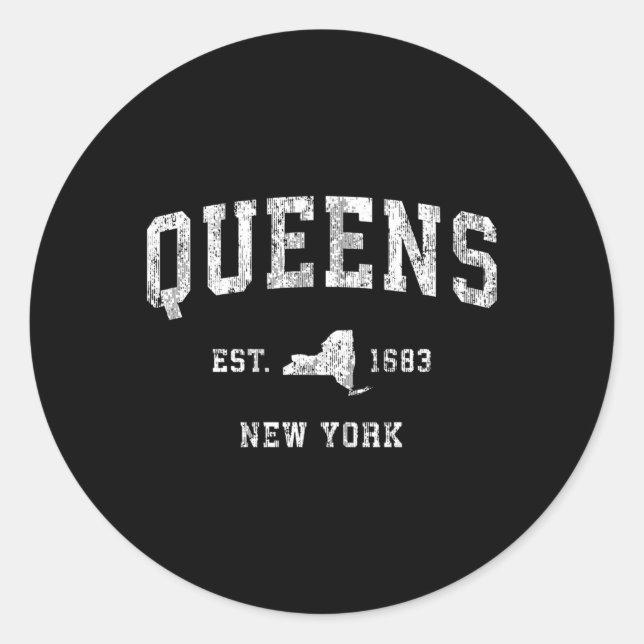 Pegatina Redonda Queens New York Ny Athletic Sports (Anverso)