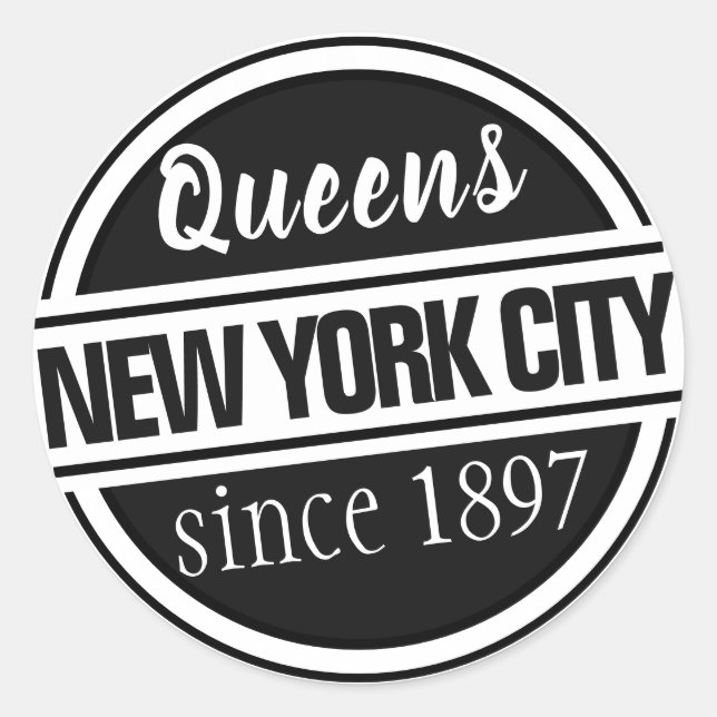 Pegatina Redonda Queens NYC (Anverso)