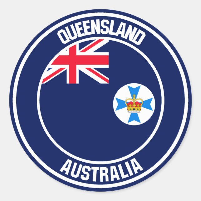 Pegatina Redonda Queensland Round Emblem (Anverso)