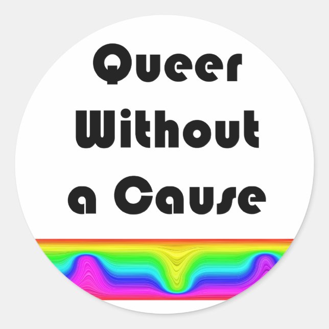 Pegatina Redonda Queer sin causa (Anverso)