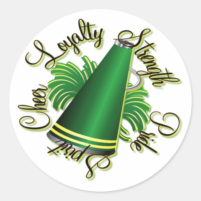 Pegatina Redonda Quejas de las cualidades verdes y amarillas (Anverso)