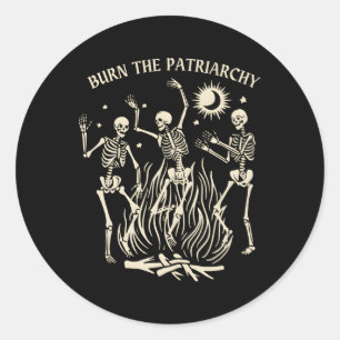 Pegatina Redonda Quema El Halloween Feminista Patriarcado