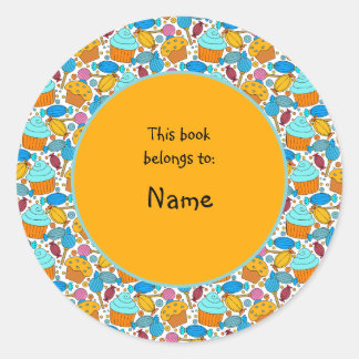 Pegatina Redonda quequitos y dulces bonitos y coloridos