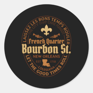 Pegatina Redonda Quer Bourbon francés St New Orleans
