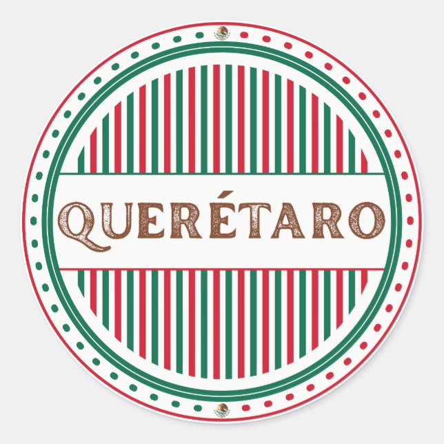 Pegatina Redonda Queretaro City Pride Emblem – Mexican Identity (Anverso)