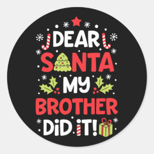 Pegatina Redonda querida santa mi hermano hizo chicas navidades gra