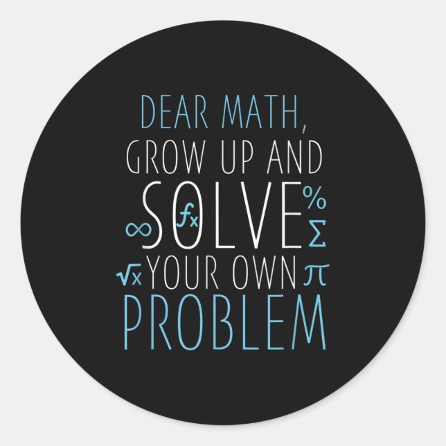 Pegatina Redonda Queridas matemáticas: Chicas de citas matemáticas  (Anverso)