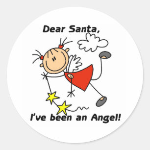 Pegatina Redonda Querido ángel Santa