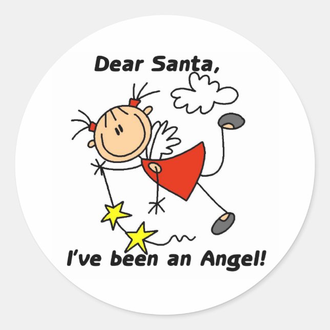 Pegatina Redonda Querido ángel Santa  (Anverso)