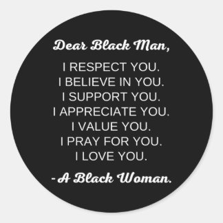 Pegatina Redonda Querido hombre negro amor relaciones negras