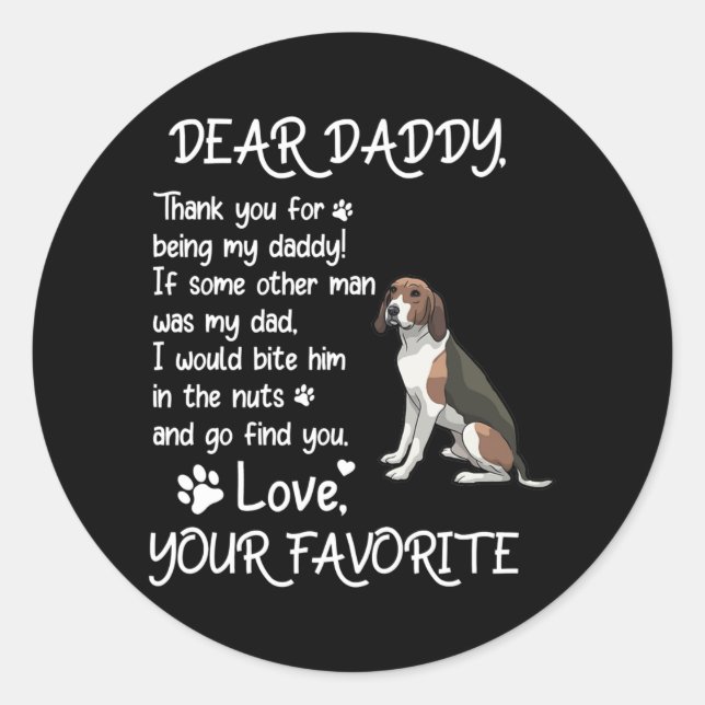 Pegatina Redonda Querido papá Coonhound Dog Dad Day (Anverso)