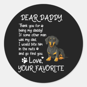 Pegatina Redonda Querido papá Dachshund, el día del padre del perro
