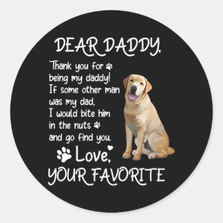 Pegatina Redonda Querido papá Labrador Día del Padre de Perro Papá