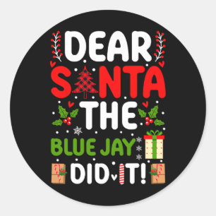 Pegatina Redonda Querido Papá Noel, El Jay Azul Lo Hizo