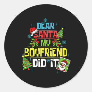 Pegatina Redonda Querido Papá Noel Lo Hizo Novia Novia Novia Lov