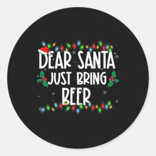 Pegatina Redonda Querido Papá Noel, trae a Navidades de cerveza a l