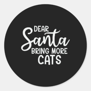 Pegatina Redonda Querido Papá Noel trae más gatos a la familia de N