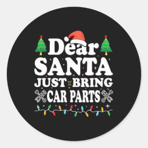 Pegatina Redonda Querido Papá Noel, trae partes de autos Navidades