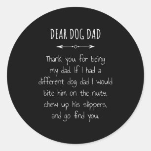 Pegatina Redonda Querido Papá Perro Gracias Por Ser Mi Papel Hombre