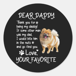 Pegatina Redonda Querido papá Pomeranian Dog Dad Day