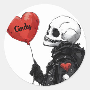 Pegatina Redonda Querido Personalizable - Calavera con globo