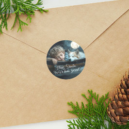 Pegatina Redonda Querido Santa Hemos Sido Buenos Foto de Vacaciones