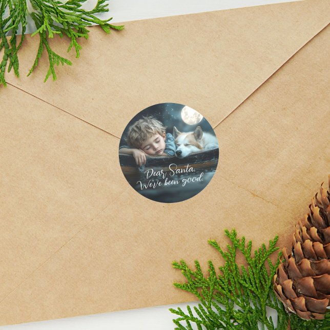 Pegatina Redonda Querido Santa Hemos Sido Buenos Foto de Vacaciones (Subido por el creador)