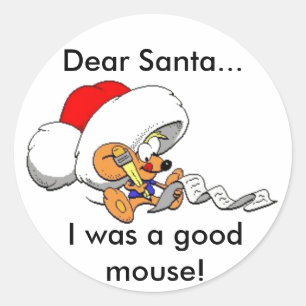 Pegatina Redonda Querido Santa Mouse