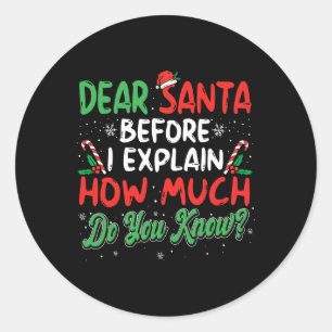 Pegatina Redonda Querido Santa, puedo explicar a los Navidades dive