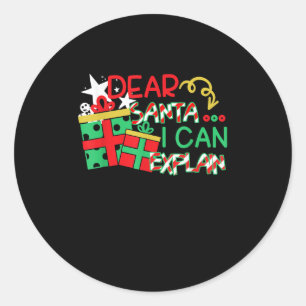 Pegatina Redonda Querido Santa Puedo Explicar Camiseta Cita De Navi