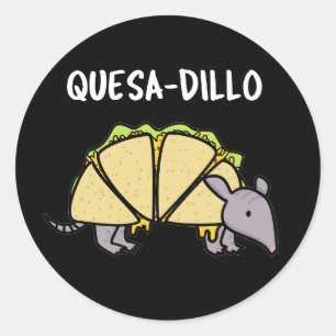 Pegatina Redonda Quesa-Dillo Funny Quesadilla Pun Dark BG