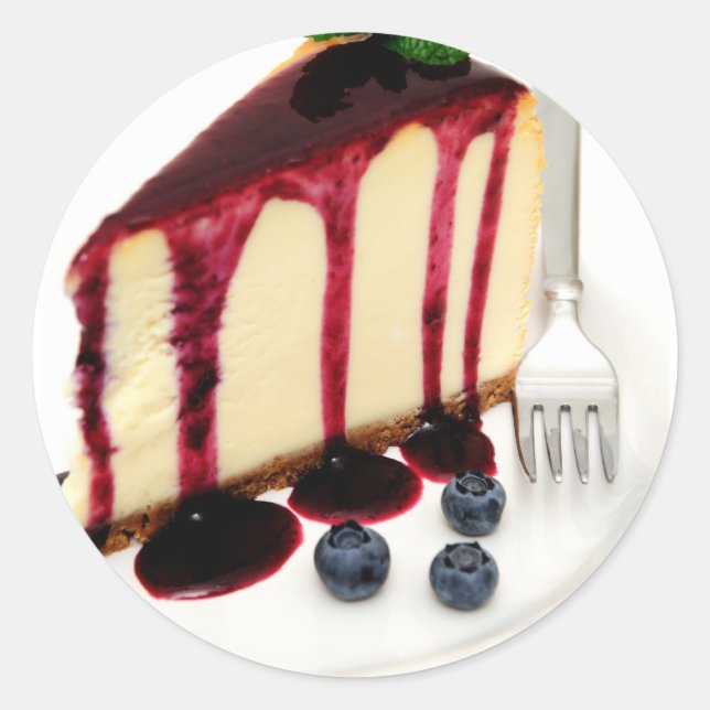 Pegatina Redonda Quesecake Y Blueberries (Anverso)