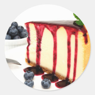 Pegatina Redonda Quesecake Y Blueberries