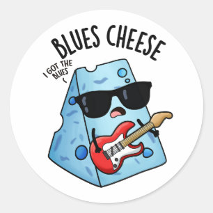 Pegatina Redonda Queso Azul Chiste Divertido de Comida
