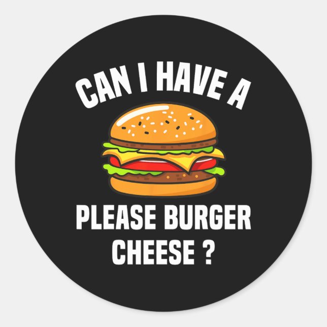 Pegatina Redonda Queso de hamburguesa Quese Bbq Funny Sa (Anverso)