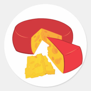 Pegatina Redonda Queso en Rueda Cera Roja Lácteos Comida