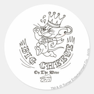 Pegatina Redonda Queso grande de Jerry en la luna 1