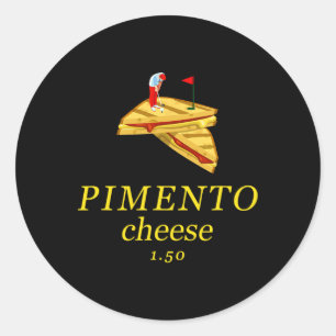 Pegatina Redonda Queso Pimiento Papá Divertido Golf 