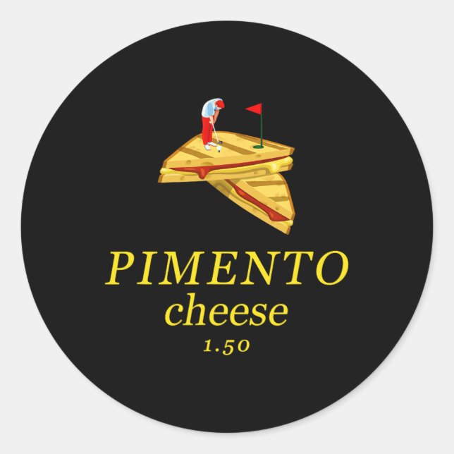 Pegatina Redonda Queso Pimiento Papá Divertido Golf  (Anverso)