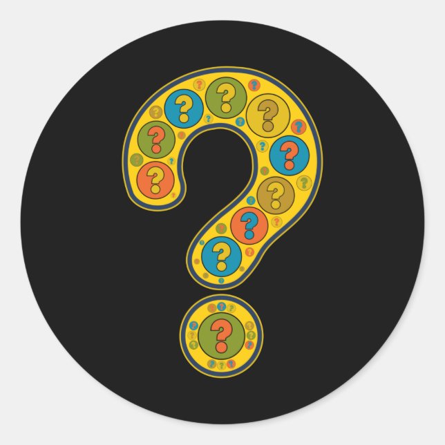 Pegatina Redonda Question Mark Yellow Artful Image Punctuation (Anverso)
