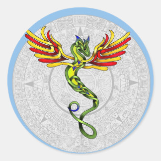 Pegatina Redonda Quetzalcoatl