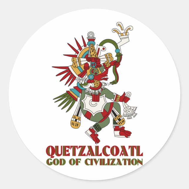 Pegatina Redonda Quetzalcoatl (Anverso)