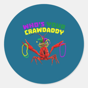 Pegatina Redonda ¿Quién es el crawdaddy crawfish jester cuentas mar