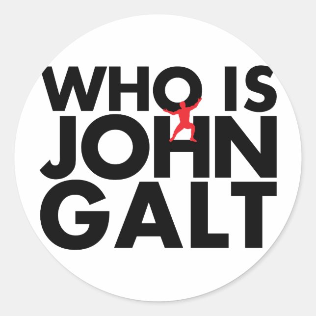Pegatina Redonda Quién es John Galt (Anverso)