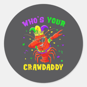 Pegatina Redonda ¿Quién es tu Crawdaddy Langostinos Bufón Cuentas D