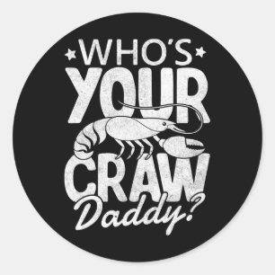 Pegatina Redonda ¿Quién es tu papá cangrejo Boil Cajun Mardi Gr