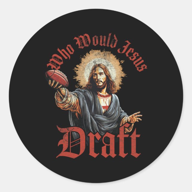 Pegatina Redonda ¿Quién haría Jesús para reclutar Fantasía? (Anverso)