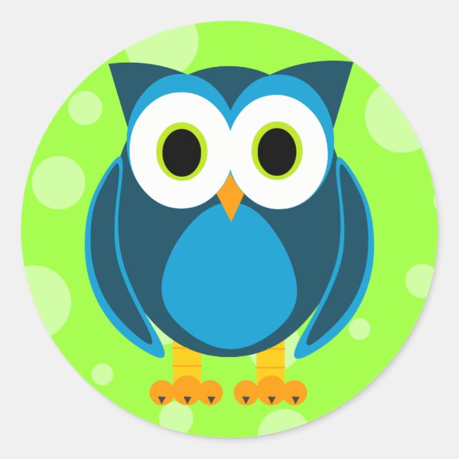 Pegatina Redonda ¿Quién? Sr. Owl Personalizado (Anverso)