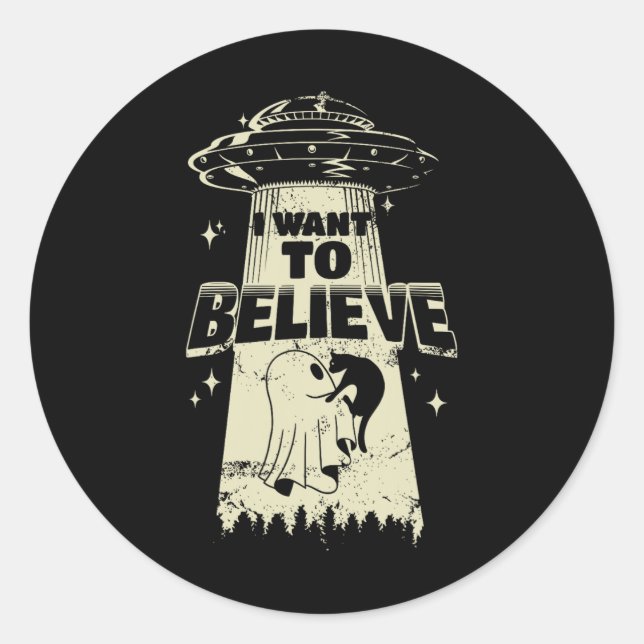 Pegatina Redonda Quieres Creer - Un Gato Divertido Es Secuestrado (Anverso)